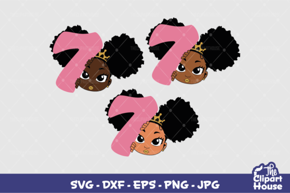 7th Birthday Girl Peek Graphics for Crafts