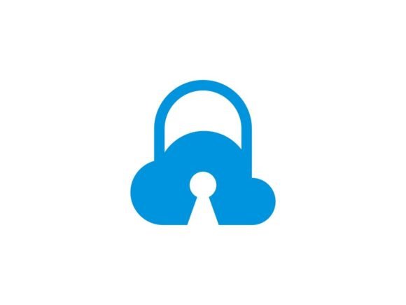 Blue Cloud Pad Lock Logo Template: Modern Graphics for Logos