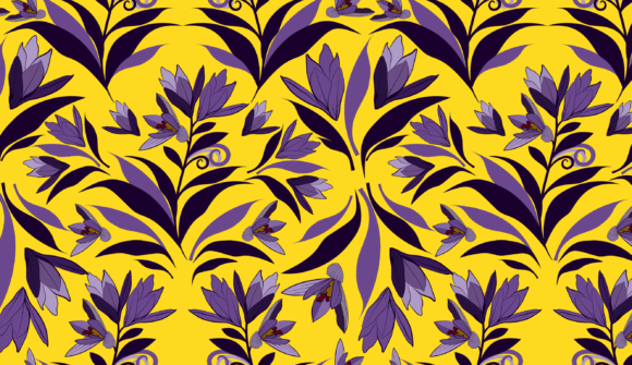Crocuses Flowers on Yellow Background Graphics