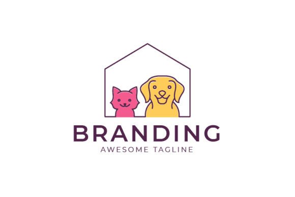 Modern Dog Cat Logo Template for Graphics and Logos