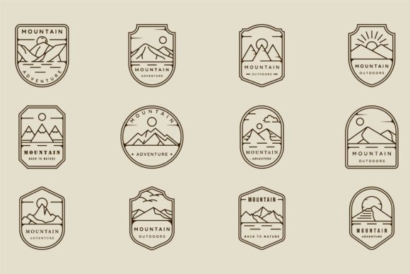 Mountain Line Art Logo Emblem Graphics