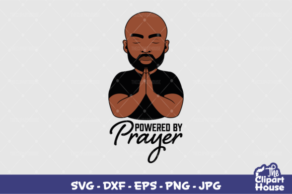 Powered by Prayer Bald Black Man Graphics