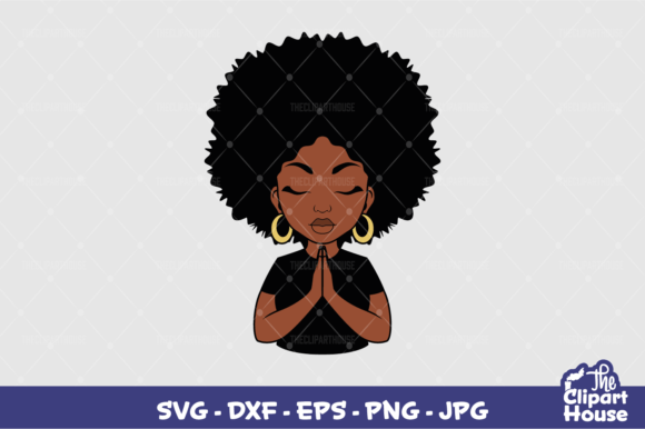Praying Afro Woman Graphics for Crafts