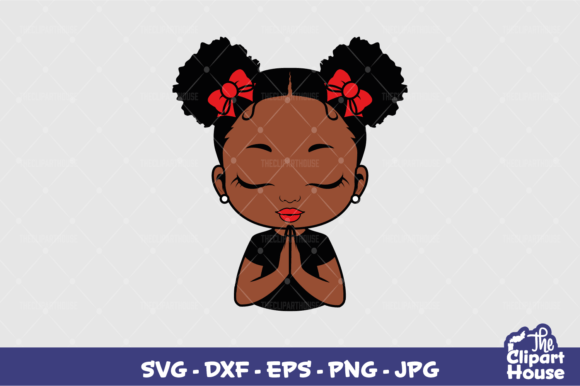 Praying Black Girl Graphics for Crafts