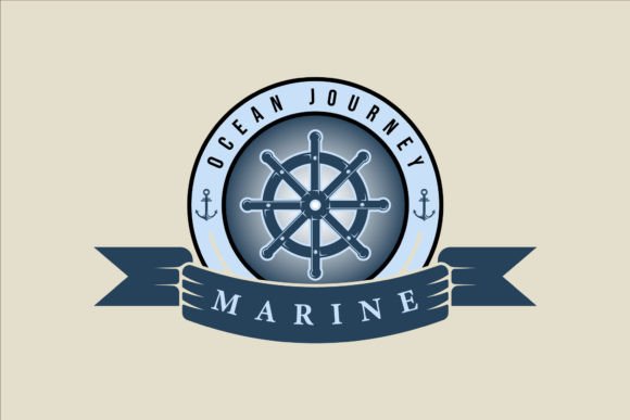Ship Steering Wheel Nautical Logo